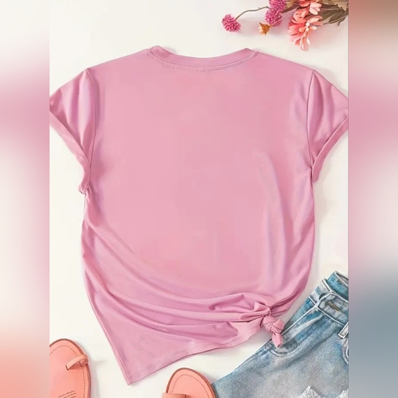 Cat Print Casual T-Shirt, Round Neck - Picture 5 of 6